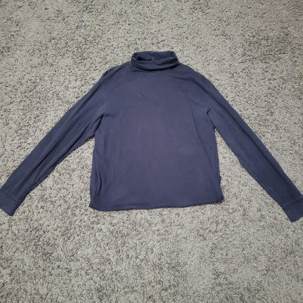 Croft And Barrow Womens Blue Turtleneck Long Sleeve Top